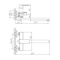 Смеситель для ванны Haiba HB22505, хром