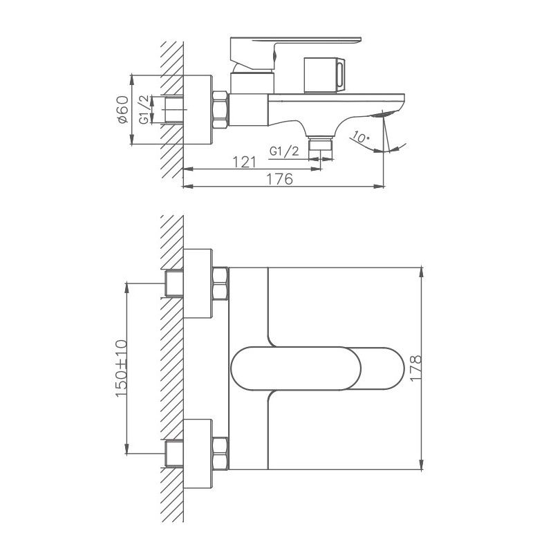 Смеситель для ванны Haiba HB60590, хром