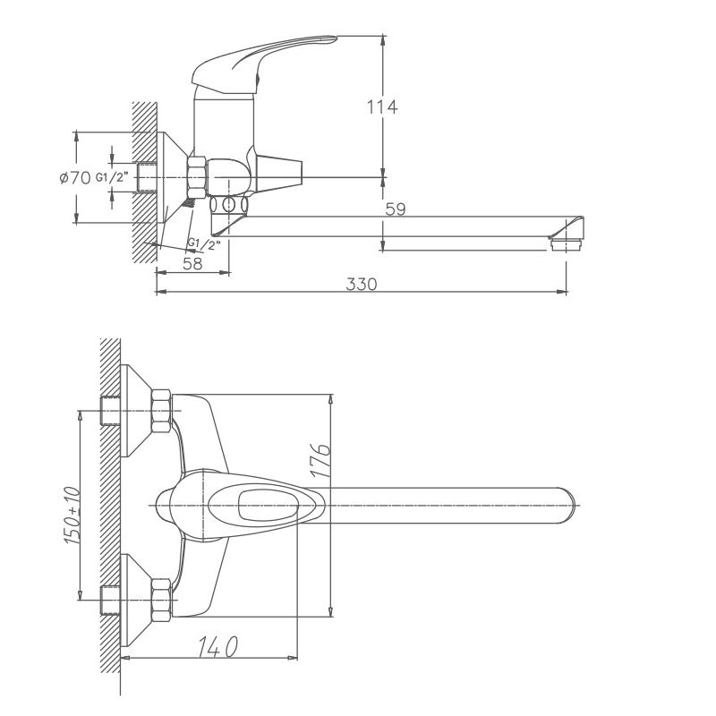 Смеситель для ванны Haiba HB2203, хром