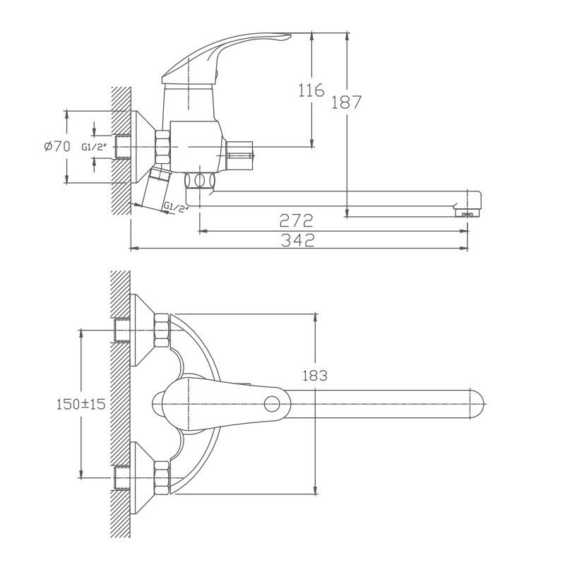 Смеситель для ванны Haiba HB2221-5, сатин