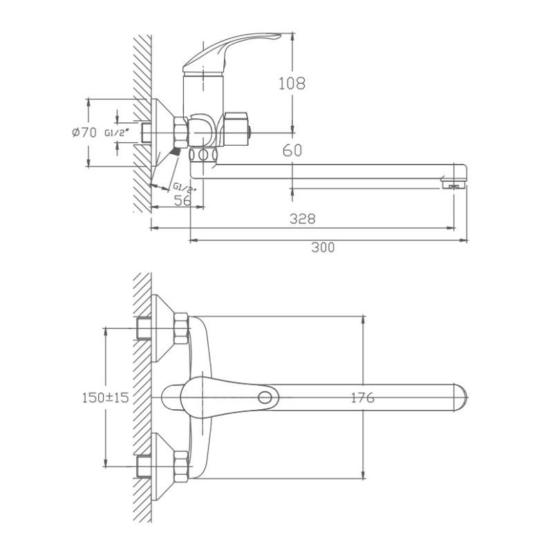 Смеситель для ванны Haiba HB2236, хром