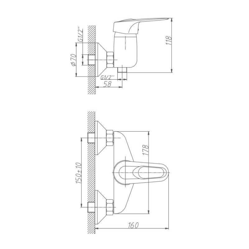 Смеситель для душа Haiba HB2004, хром