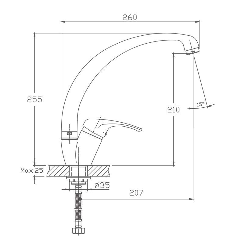 Смеситель для кухни Haiba HB4113-8, серый