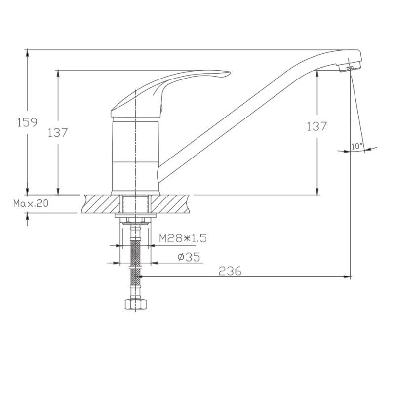 Смеситель для кухни Haiba HB4921-7, черный