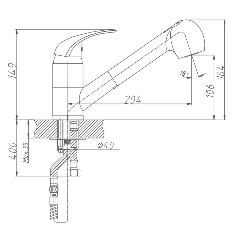 Смеситель для кухни Haiba HB6003, хром