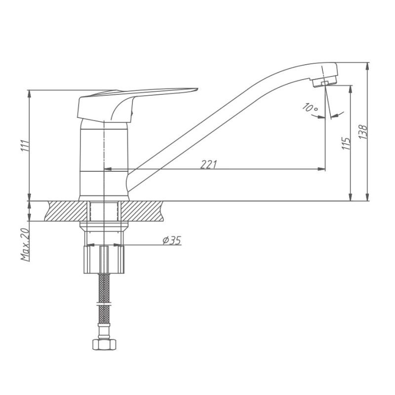 Смеситель для кухни Haiba HB4904, хром