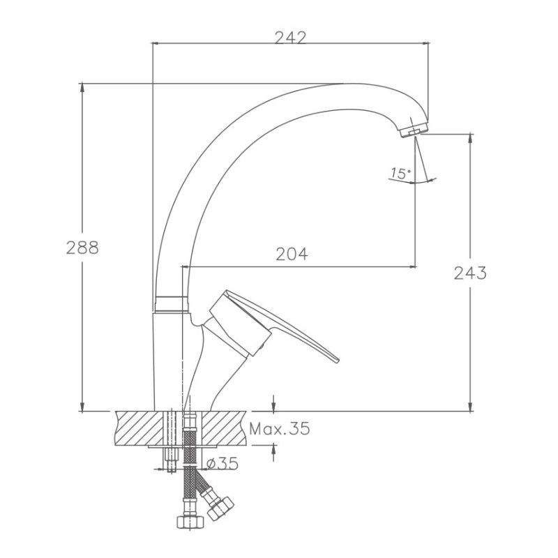 Смеситель для кухни Haiba HB4106, хром