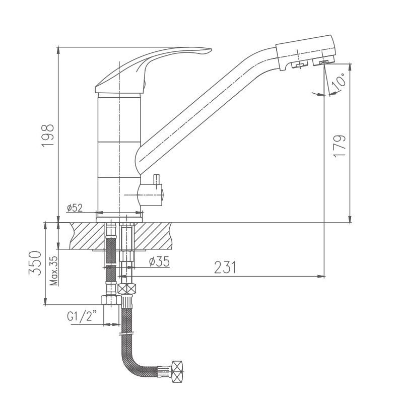 Смеситель для кухни Haiba HB4321-5, сатин