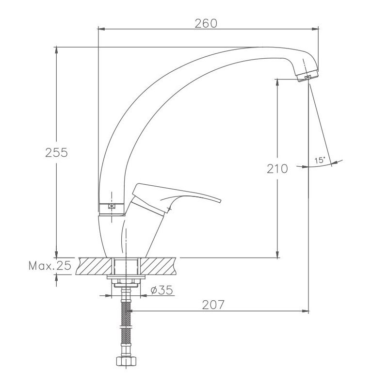 Смеситель для кухни Haiba HB4113-2, хром