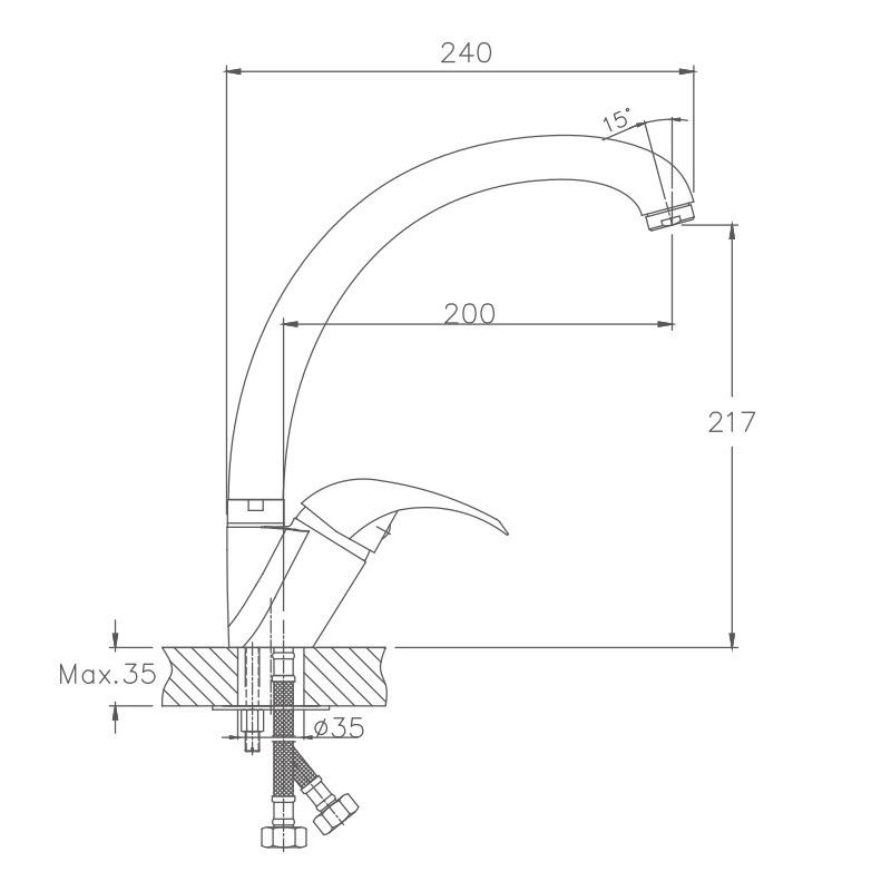 Смеситель для кухни Haiba HB4115, хром