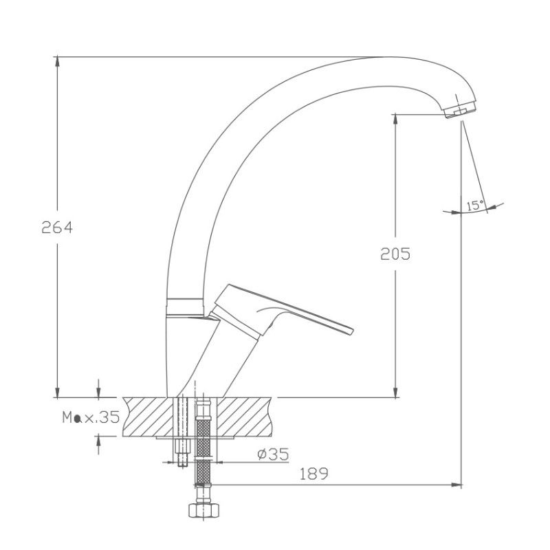 Смеситель для кухни Haiba HB4116, хром