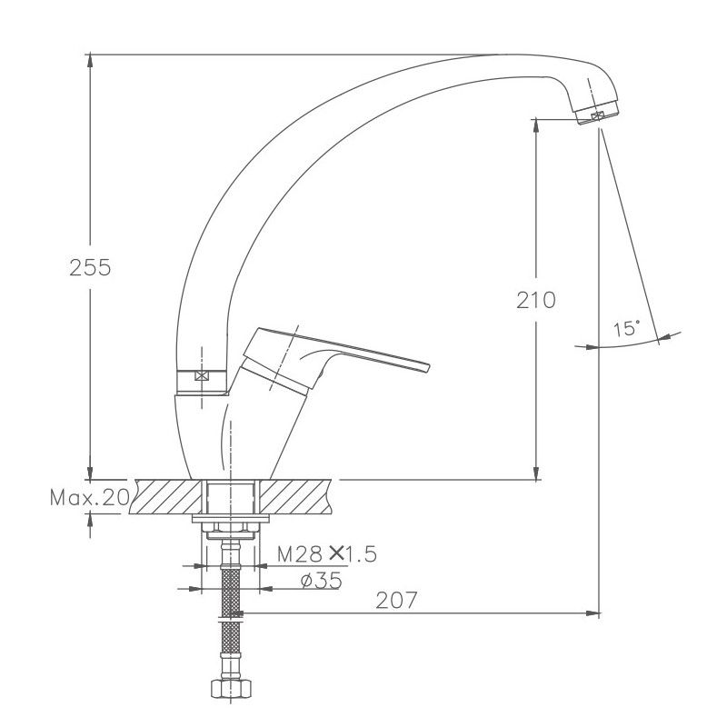 Смеситель для кухни Haiba HB4116-2, хром