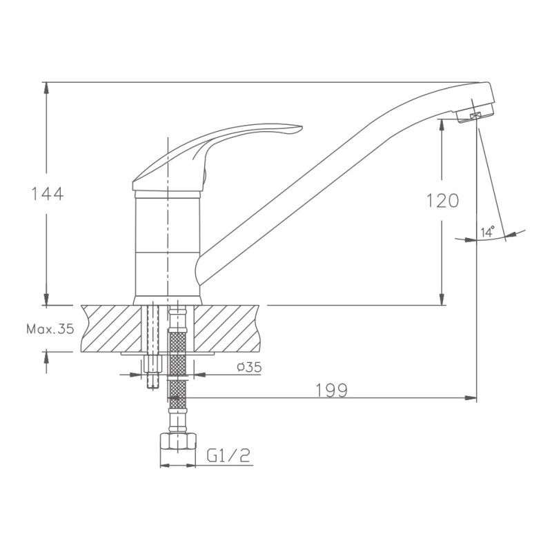 Смеситель для кухни Haiba HB4836, хром