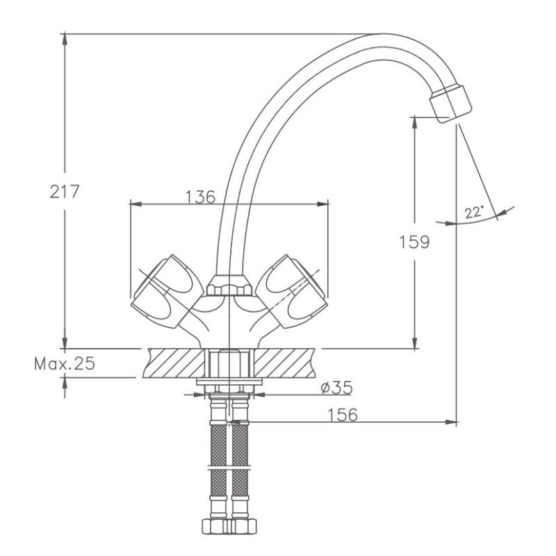 Смеситель для кухни Haiba HB4909, хром