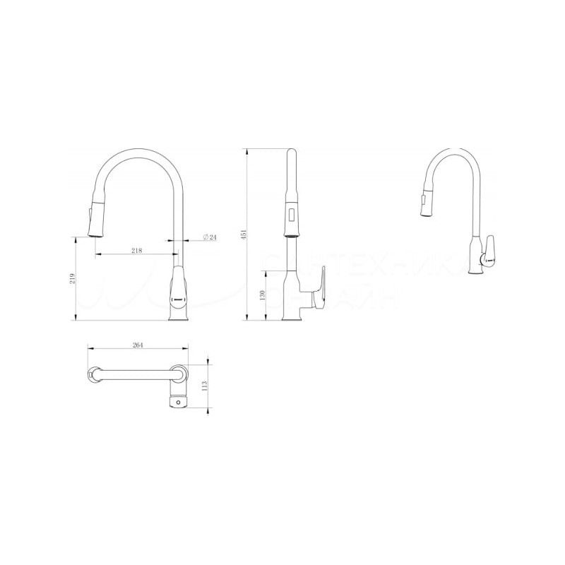 Смеситель для кухни с выдвижным изливом Haiba HB73816, хром