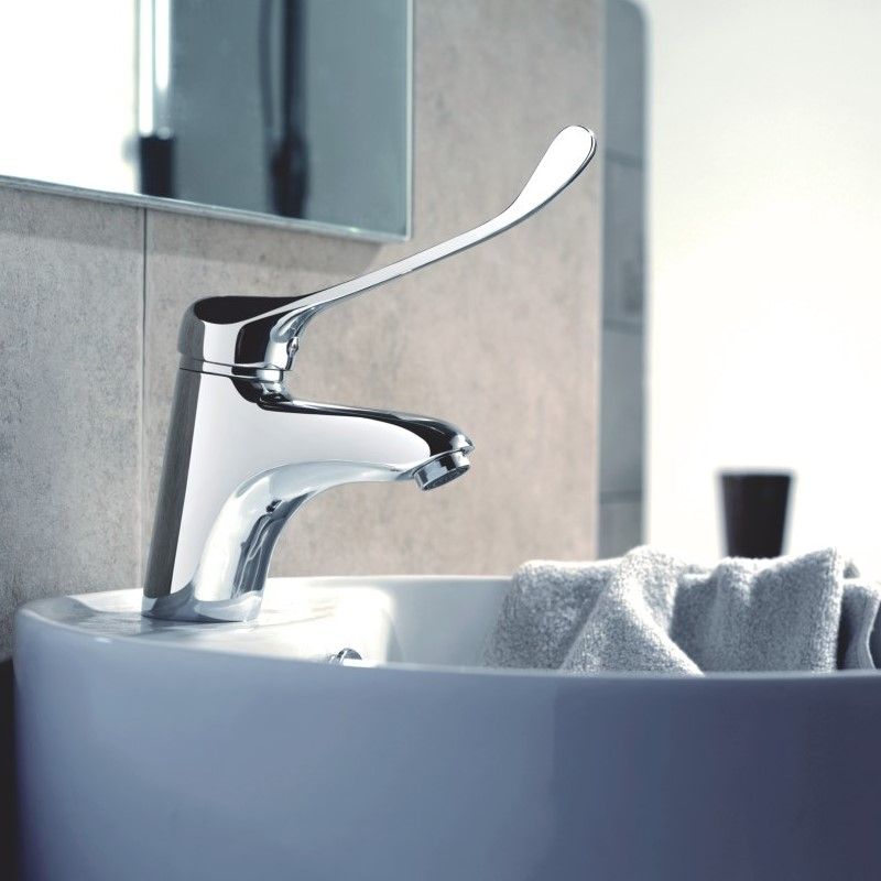 Смеситель для раковины с хирургической ручкой Haiba HB1054, хром