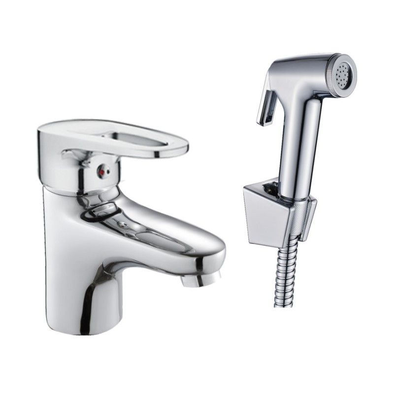 Смеситель для раковины с гигиеническим душем Haiba HB1268, хром