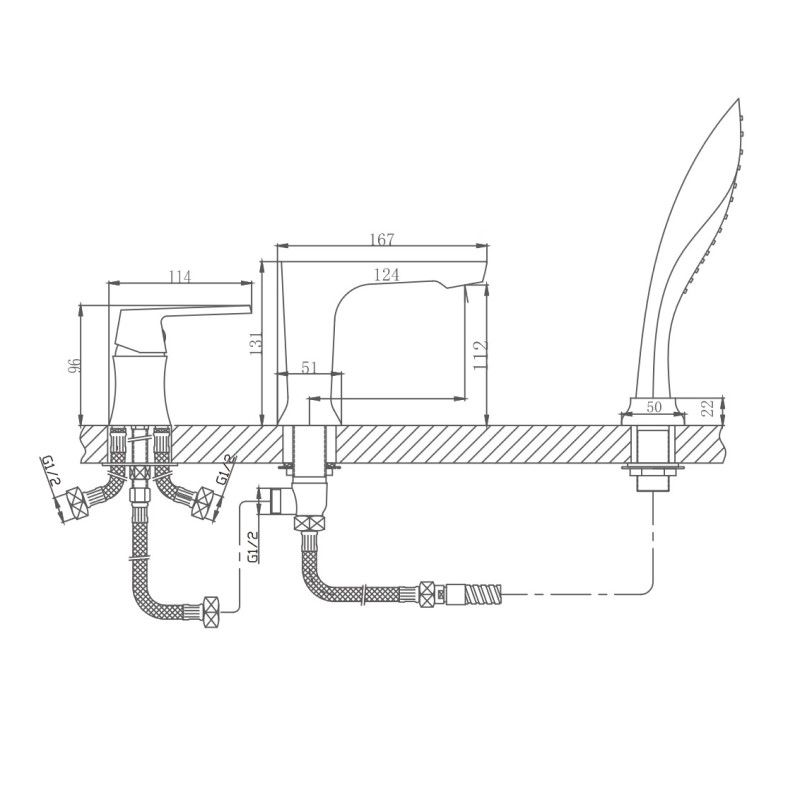 Смеситель на борт ванны Haiba HB80804, белый