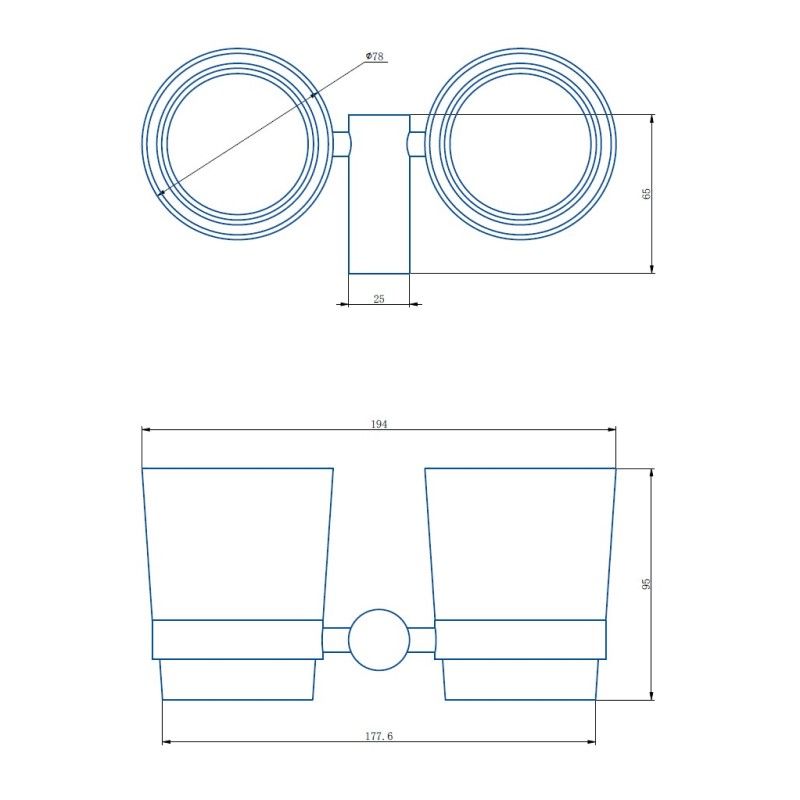 Стакан для ванной комнаты двойной Haiba HB8408, хром
