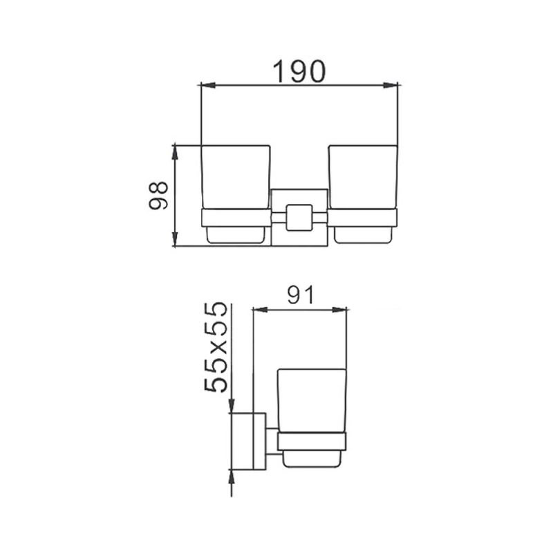 Стакан для ванной комнаты двойной Haiba HB8908, черный