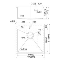 Мойка кухонная Iddis Haze HAZ49GMi77, 49 см, нержавеющая сталь, графит матовый