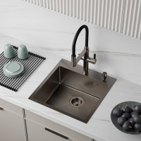 Мойка кухонная Iddis Haze HAZ49GMi77, 49 см, нержавеющая сталь, графит матовый