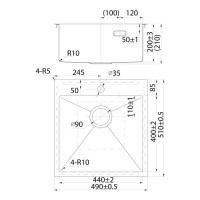 Мойка кухонная Iddis Haze HAZ49S0i77 49 см, без крыла, сатин