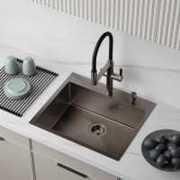 Мойка кухонная Iddis Haze HAZ59GMi77, 59 см, нержавеющая сталь, графит матовый