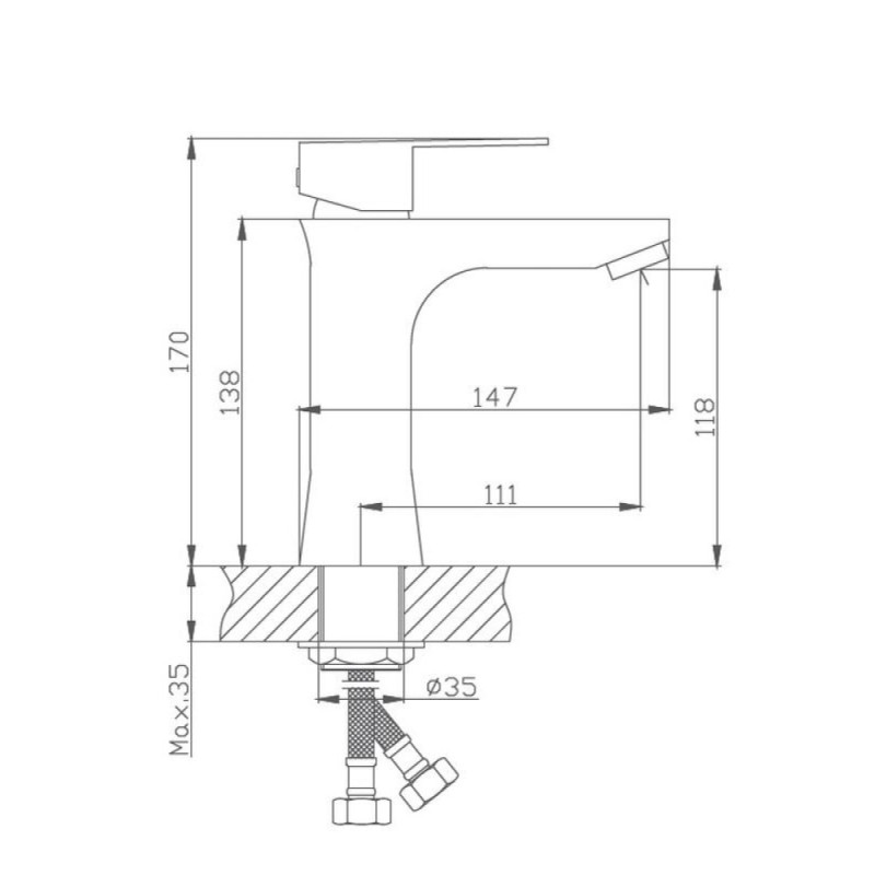 Смеситель для раковины Haiba HB10802, сталь