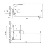 Смеситель для ванны и душа Haiba HB22198 с длинным изливом, хром