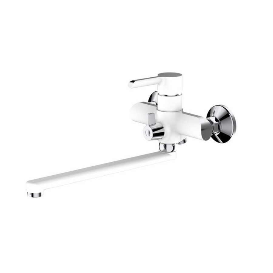 Смеситель для ванны и душа Haiba HB22805-8 с длинным изливом, белый/хром