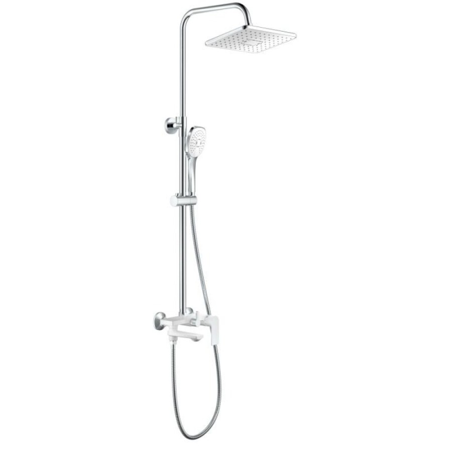 Душевая система Haiba HB24505-8 с верхним душем и ручной лейкой, с изливом, белый/хром