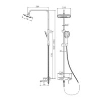 Душевая система Haiba HB24805-7, с изливом, черный/хром