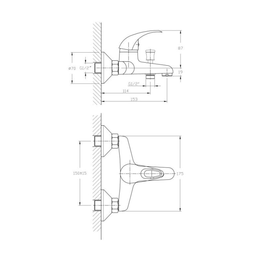 Смеситель для ванны и душа Haiba HB3015, хром