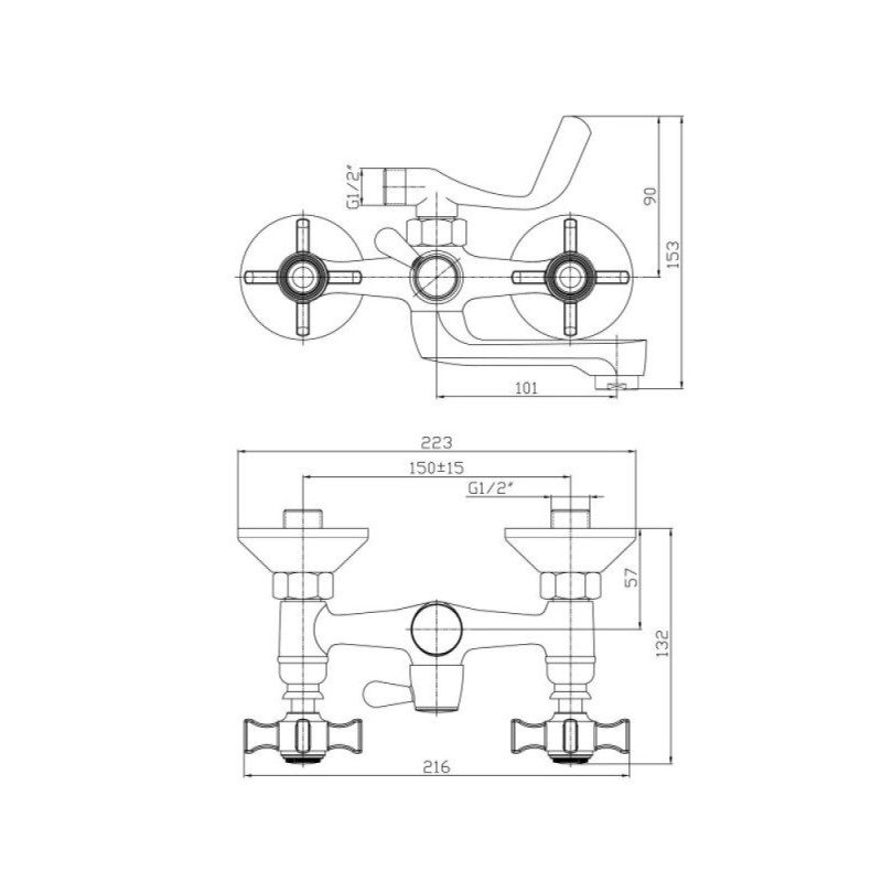 Смеситель для ванны и душа Haiba HB3024, хром