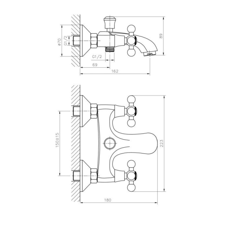 Смеситель для ванны и душа Haiba HB3119-4, бронза