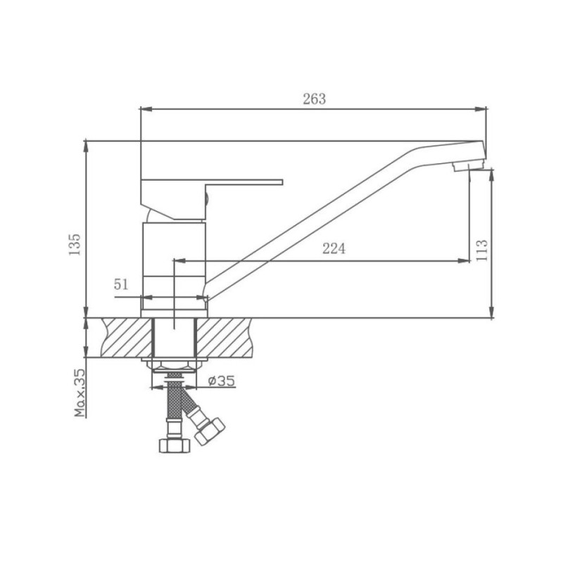 Смеситель для кухни Haiba HB42802, сталь