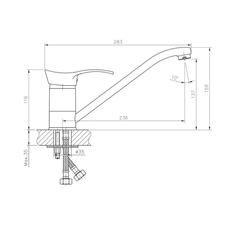 Смеситель для кухни Haiba HB4401, хром