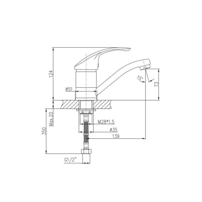 Смеситель для раковины Haiba HB4521-2, хром