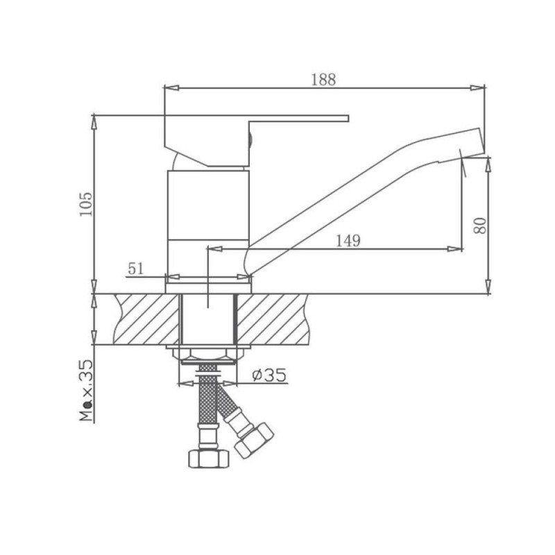 Смеситель для кухни Haiba HB45802, сталь