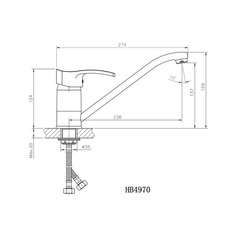 Смеситель для кухни Haiba HB4970, хром