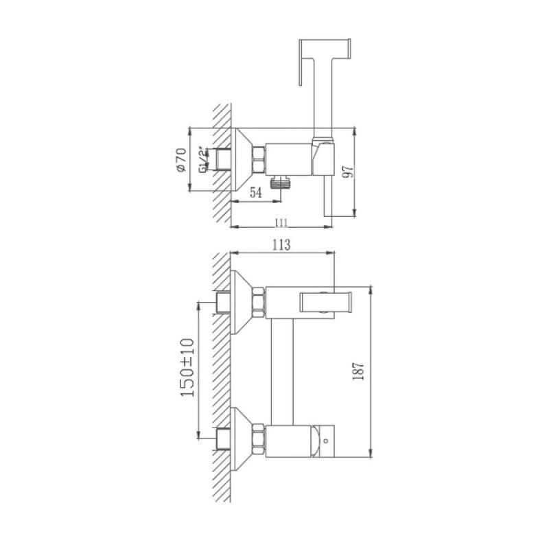 Гигиенический душ Haiba HB5510, со смесителем, хром