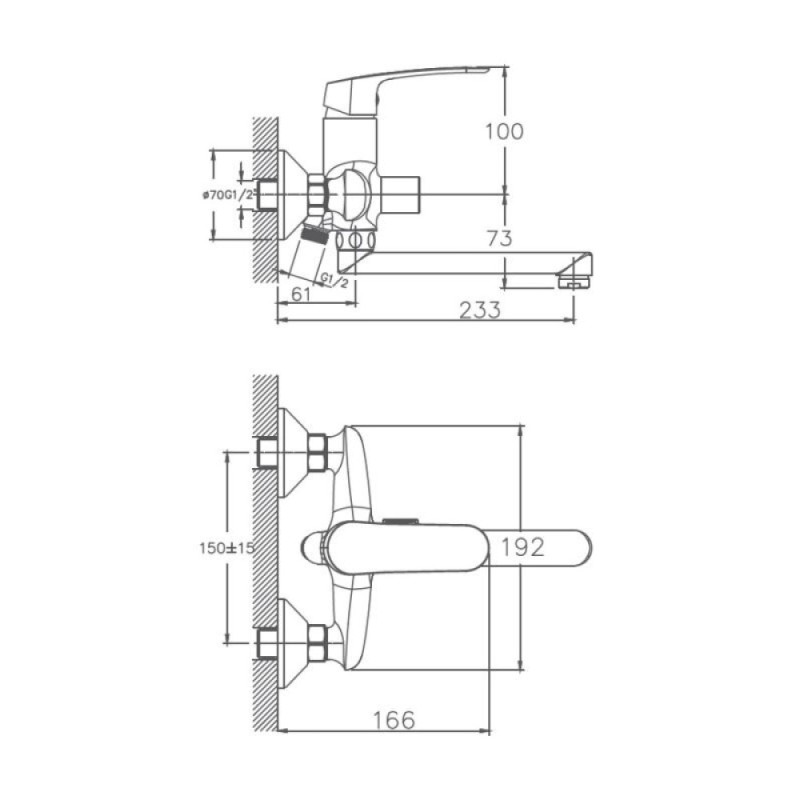 Смеситель для ванны и душа Haiba HB60183, хром