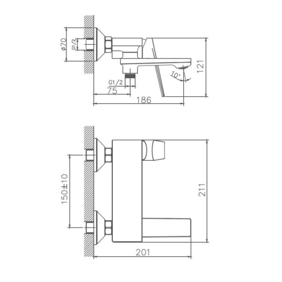 Смеситель для ванны и душа Haiba HB60533-3, пепельный