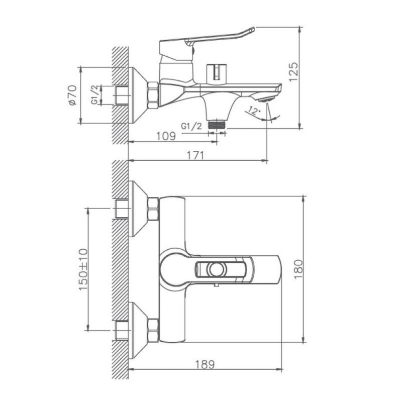 Смеситель для ванны и душа Haiba HB60556, хром