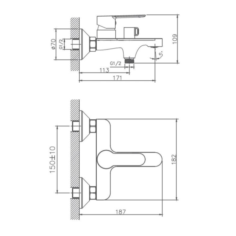 Смеситель для ванны и душа Haiba HB60557-8, белый/хром
