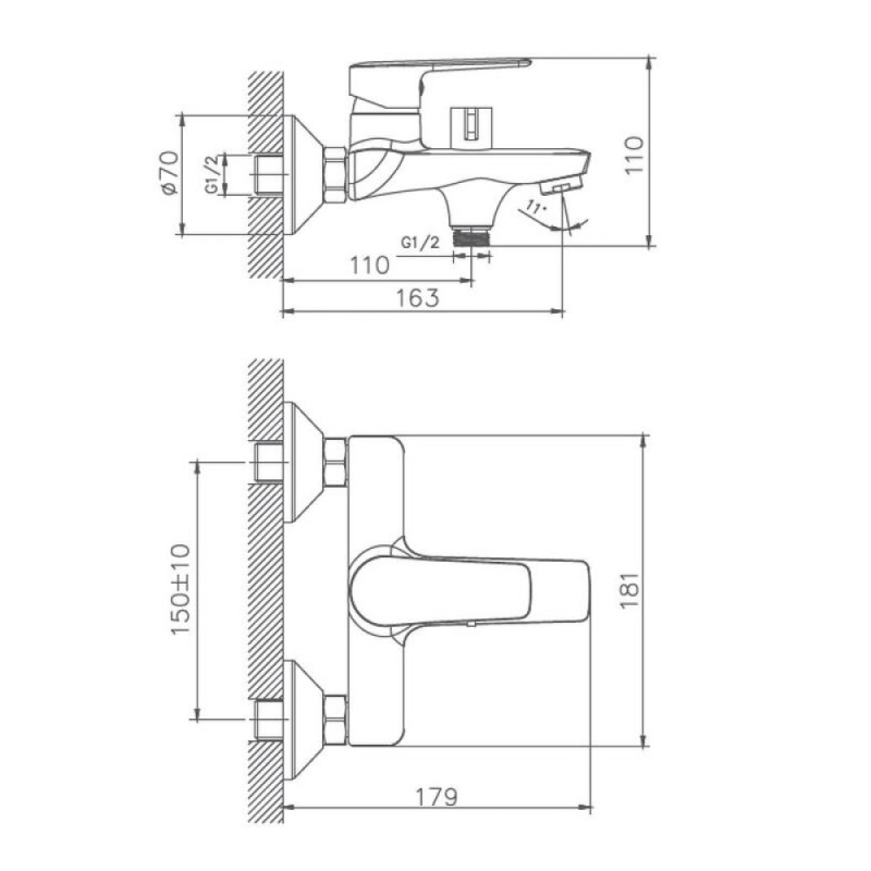 Смеситель для ванны и душа Haiba HB60563, хром