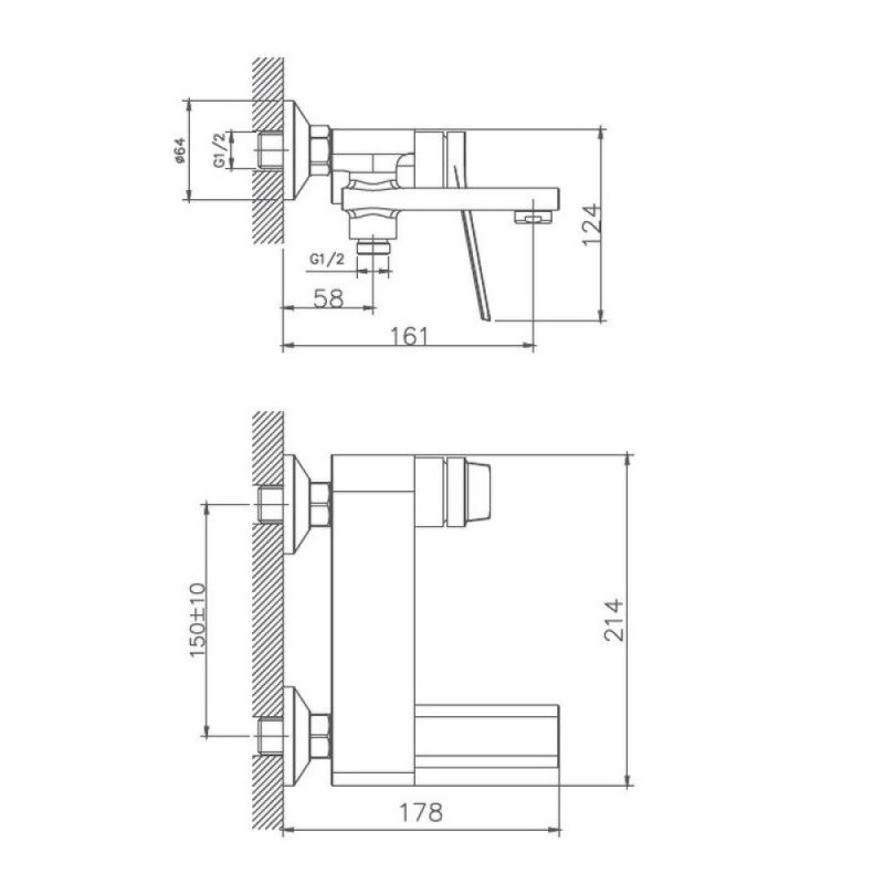 Смеситель для ванны и душа Haiba HB60572, хром