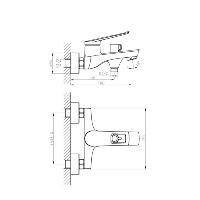 Смеситель для ванны и душа Haiba HB60595, хром