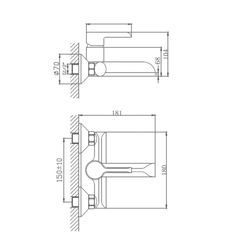 Смеситель для ванны и душа Haiba HB60805-8, белый/хром